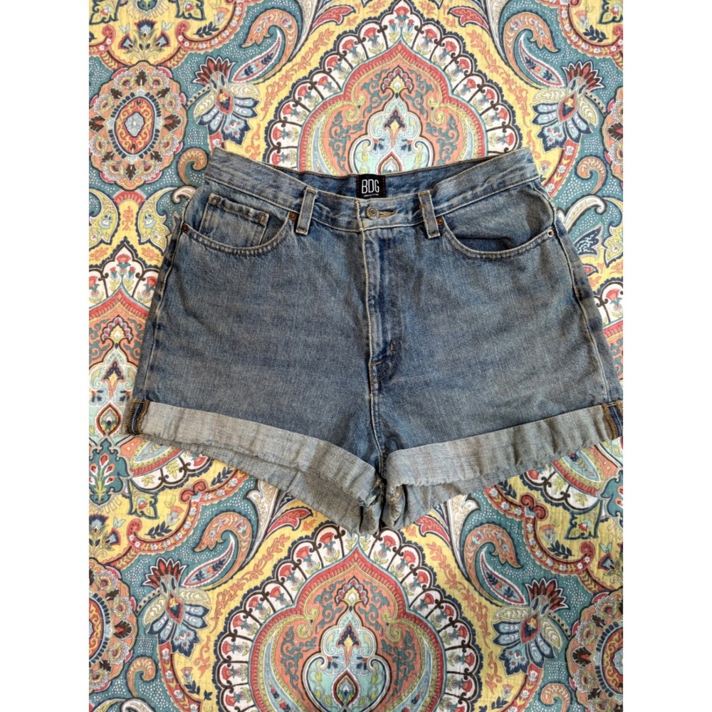 BDG Mom Shorts Women 30 Blue Denim Excellent High Rise Cuffed Urban Outfitters